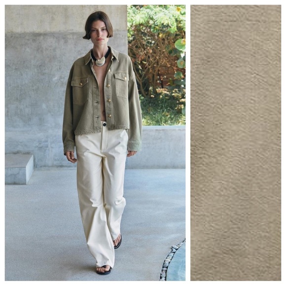 Zara Jackets & Blazers - NWT. Zara ZW Collection Khaki Cotton Pocket Overshirt. Size S.